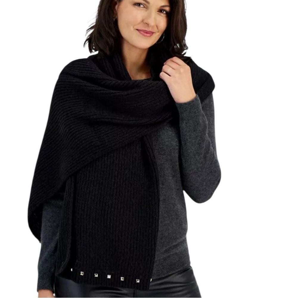NWT INC International Concepts Women’s Stud Trim Black Convertible‎ Wrap Scarf